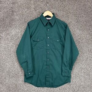 Vintage Unitog Work Shirt Mens 15-15.5/Medium Green Union Made In‎ USA READ